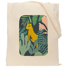 Load image into Gallery viewer, Cheetah in the jungle reusable, cotton, tote bag
