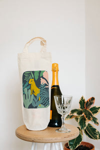 Cheetah jungle bottle bag - wine tote - gift bag