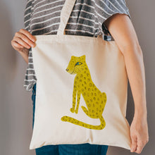 Load image into Gallery viewer, Cheetah reusable, cotton, tote bag
