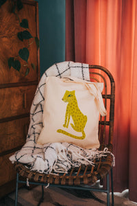 Cheetah reusable, cotton, tote bag