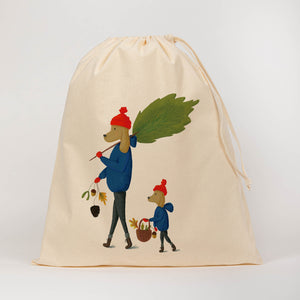 Kids dogs with tree drawstring bag