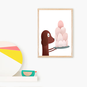 Dog and jelly art print