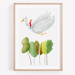 Flying duck art print