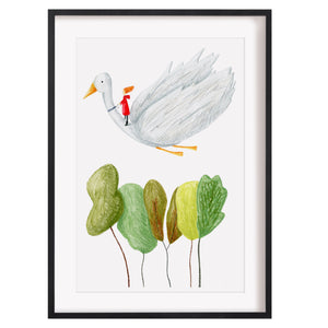 Flying duck art print
