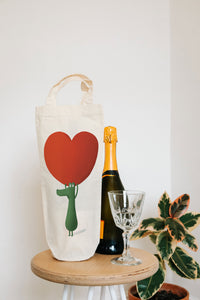 Frank with heart bottle bag - wine tote - gift bag