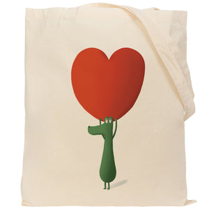 Heart reusable, cotton, tote bag
