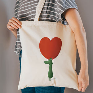 Heart reusable, cotton, tote bag