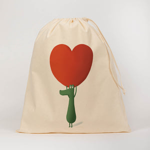 Frank with heart drawstring bag