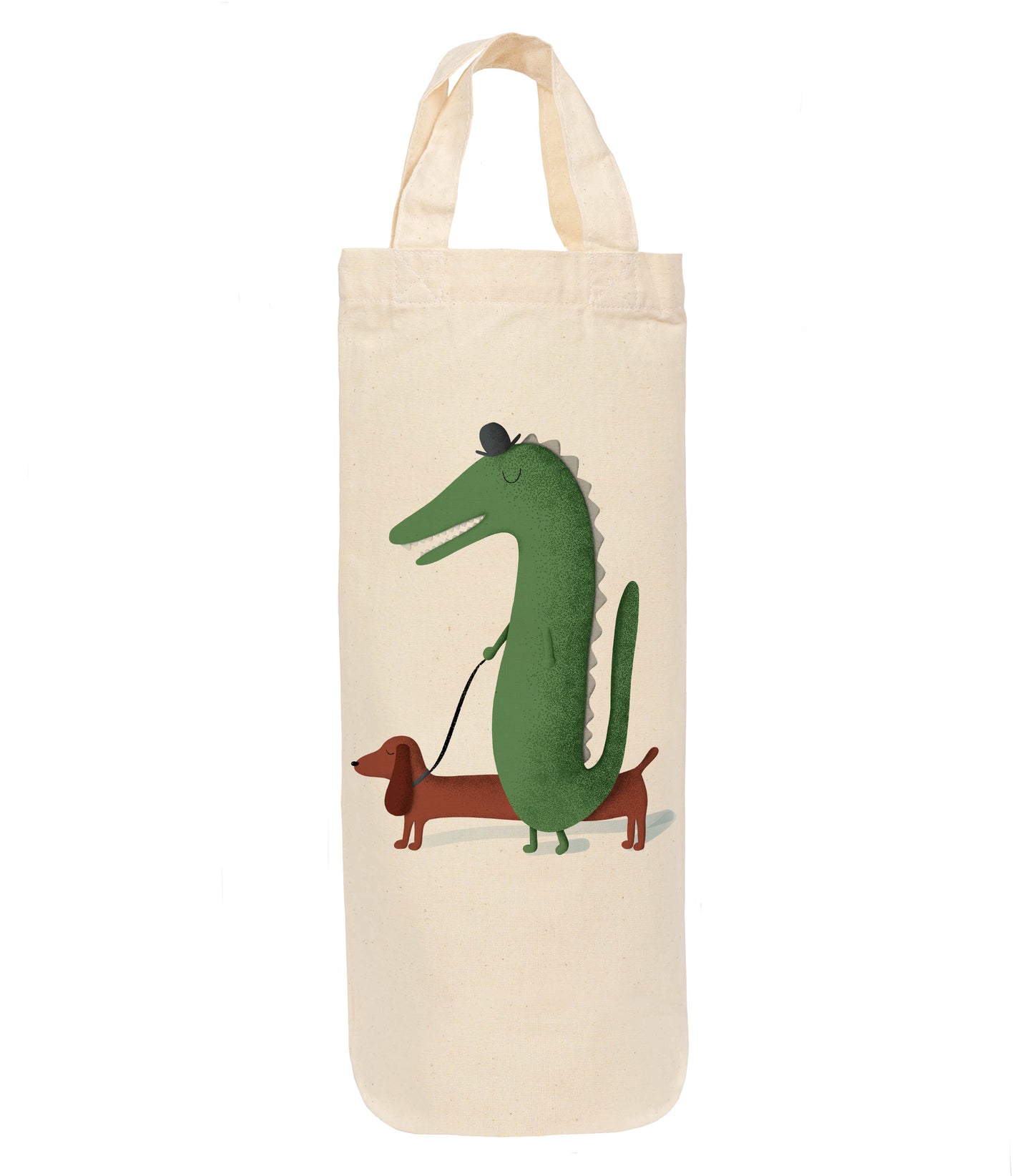 Crocodile and dog bottle bag - wine tote - gift bag