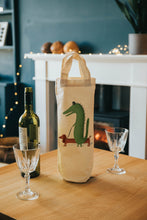 Load image into Gallery viewer, Crocodile and dog bottle bag - wine tote - gift bag
