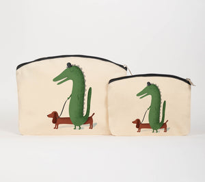 Crocodile and dog cosmetic bag