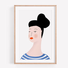 Load image into Gallery viewer, Print of a portrait of a lady with her in a bun
