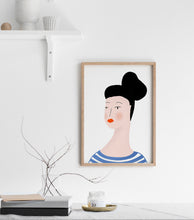 Load image into Gallery viewer, Print of a portrait of a lady with her in a bun
