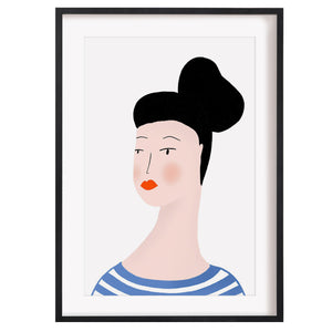 Lady with a bun art print