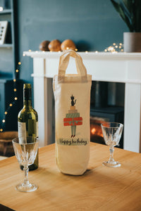 Happy birthday bottle bag - wine tote - gift bag