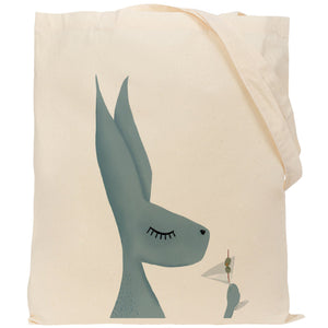 Hare with cocktail reusable, cotton, tote bag