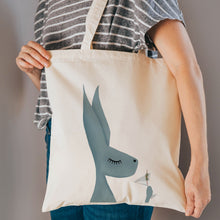 Load image into Gallery viewer, Hare with cocktail reusable, cotton, tote bag
