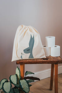 Hare with cocktail drawstring bag