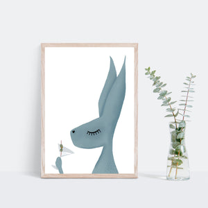 Print of a hare drinking a cocktail