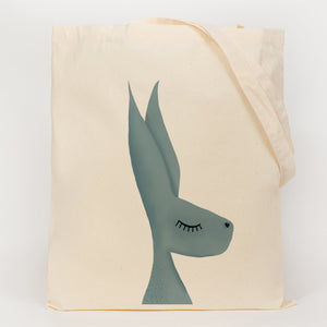 Hare printed onto a cotton bag 