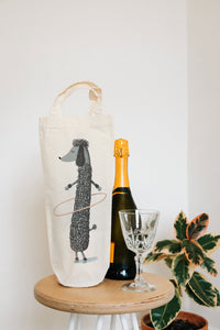Hula hoop poodle bottle bag - wine tote - gift bag
