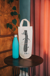 Hula hoop poodle bottle bag - wine tote - gift bag