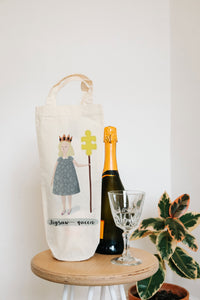Jigsaw queen bottle bag - wine tote - gift bag