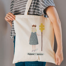 Load image into Gallery viewer, Jigsaw queen reusable, cotton, tote bag
