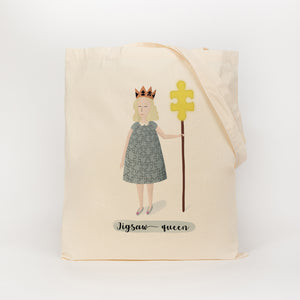 Jigsaw queen reusable, cotton, tote bag