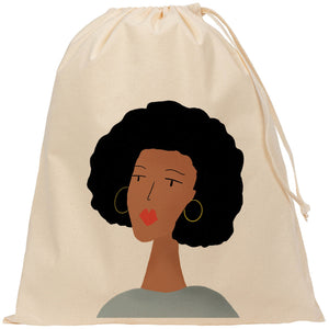 portrait of lady drawstring bag
