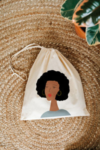 portrait of lady drawstring bag