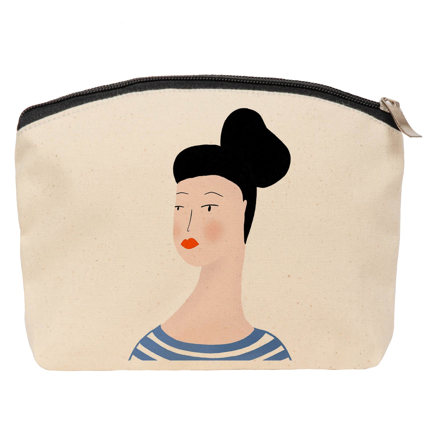 Lady with bun cosmetic bag