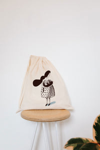 Lady with cat drawstring bag