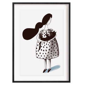 Lady with cat art print