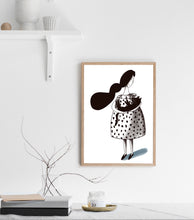 Load image into Gallery viewer, Lady with cat art print
