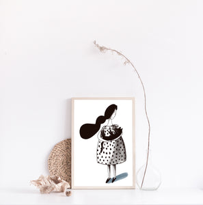 Lady with cat art print