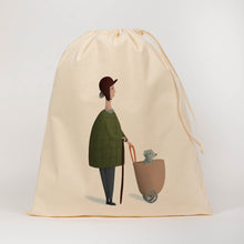 Load image into Gallery viewer, Lady with dog drawstring bag
