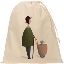Load image into Gallery viewer, Lady with dog drawstring bag
