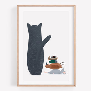 Cat with lunch art print