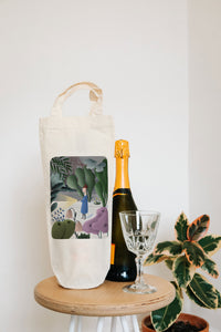 Night time walking bottle bag - wine tote - gift bag