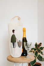 Load image into Gallery viewer, Lady with dog bottle bag - wine tote - gift bag
