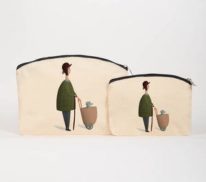 Lady with dog cosmetic bag