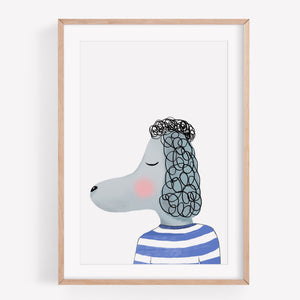 Print of a poodle in a jumper