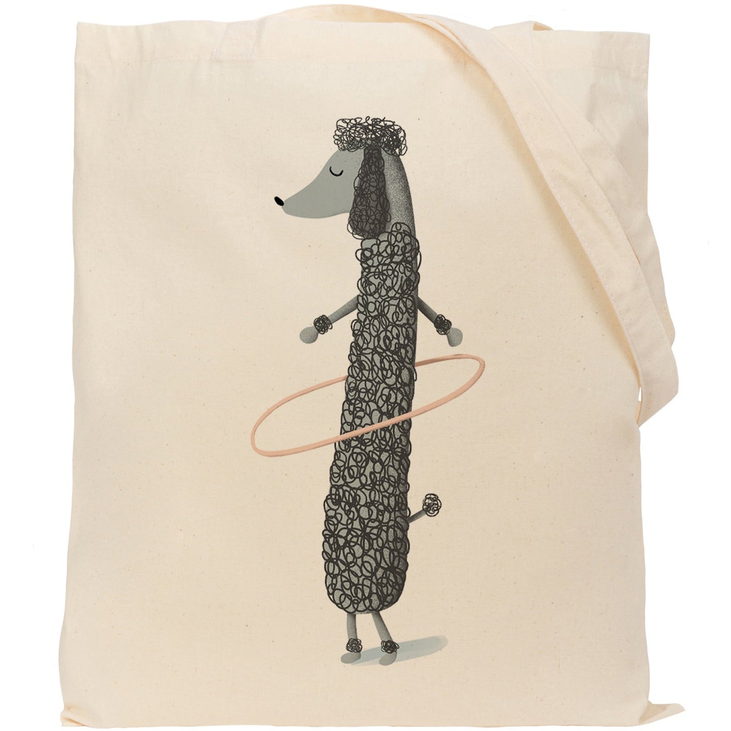 Hula hoop poodle reusable, cotton, tote bag