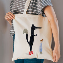 Load image into Gallery viewer, Rude wolf reusable, cotton, tote bag

