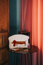 Load image into Gallery viewer, Brown sausage dog cosmetic bag
