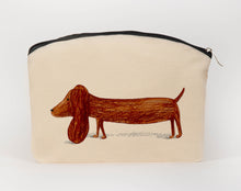 Load image into Gallery viewer, Brown sausage dog cosmetic bag
