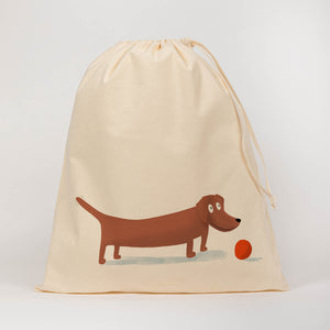 Sausage dog drawstring bag