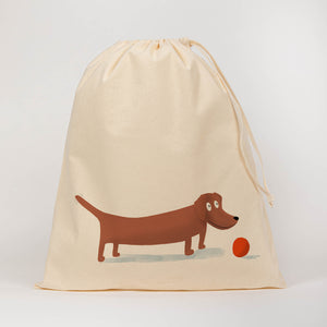 Kids sausage dog drawstring bag