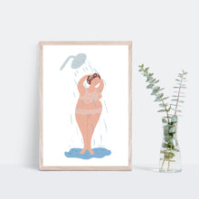 Load image into Gallery viewer, Lady in the shower art print
